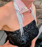 Pink Gingham Detachable Vintage Crystal  Collar - Upcycled Swarovski Neckcessory - Image 2