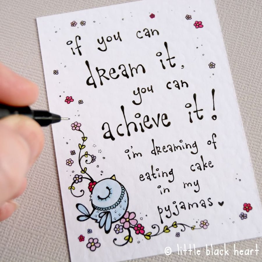 achieve it - motivational quote - original aceo