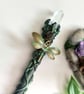 Crystal wand, mini witch natural stone wand, dragonfly gifts, Green fae crystal 