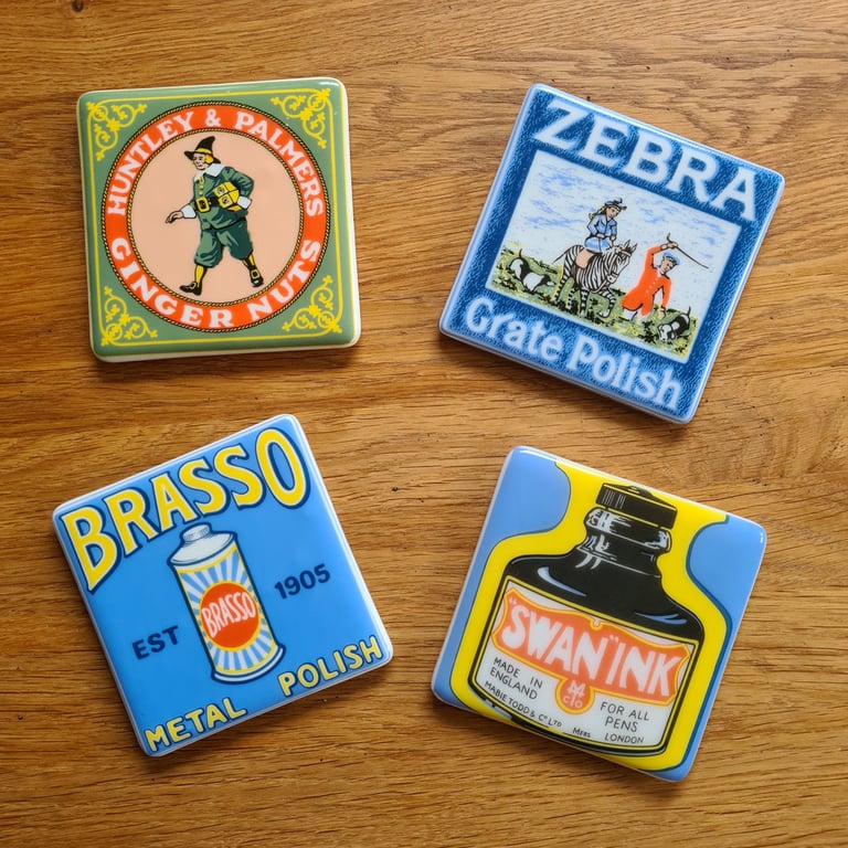 Vintage household design fused glass coasters
