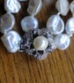 Natural pearl necklace with a special silver crystal clasp  A unique gift - Image 3