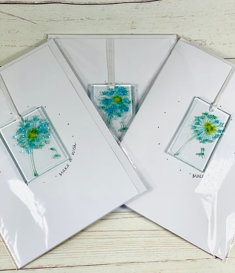 Fused glass keepsake card- dandelion 