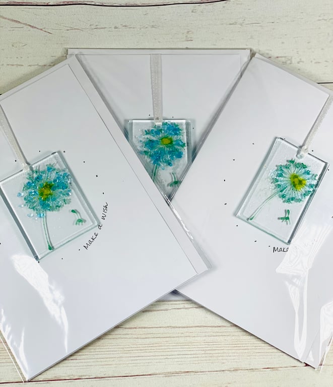 Fused glass keepsake card- dandelion 