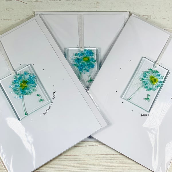 Fused glass keepsake card- dandelion 
