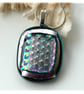 Dichroic Glass Pendant 259 Emerald Silver Handmade with silver plated chain - Image 3