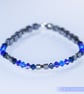 Swarovski and Hematite stretch beaded bracelet blue black - Image 5
