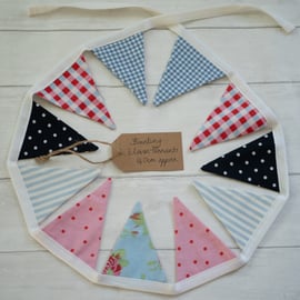 Pink Red and Blue Cotton Mini Bunting