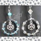 Snowflake Charm Hoop Earrings