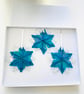Gorgeous blue and iridescent  glass snowflakes (gift boxed )  - Image 1