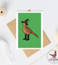 Halloween Pheasant Card – Witch Pheasant in Wellies – Hand Drawn A6 Card
