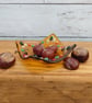 Amber Glass Trinket Dish with Autumn Leaf and Toadstools Detail - Image 3