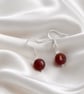 Faceted Orange Agate Coin & Sterling Silver Drop Earrings – Handmade - Image 2