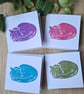 4 sleeping fox notecards thank you cards handprinted art - Image 1