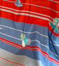 5m Red Blue Ships tropical Islands Stripe 80s vintage fabric for sale
