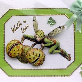 Fairy Hand Crafted 3D Decoupage Greeting Card - With Love (2547)