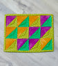 Light Green, Yellow and Purple traditional patchwork mug rug - Image 2