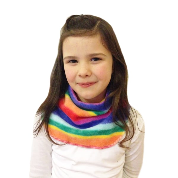 Handmade RAINBOW Fleece GIRL'S NECK WARMER DUDE SNOOD Kids SCARF 