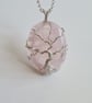 925 Silver Rose Quartz Tree Necklace Pendant Gift Crystal Jewellery Jewelry