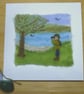 Handmade needle felted Birdwatching greetings card - Image 1