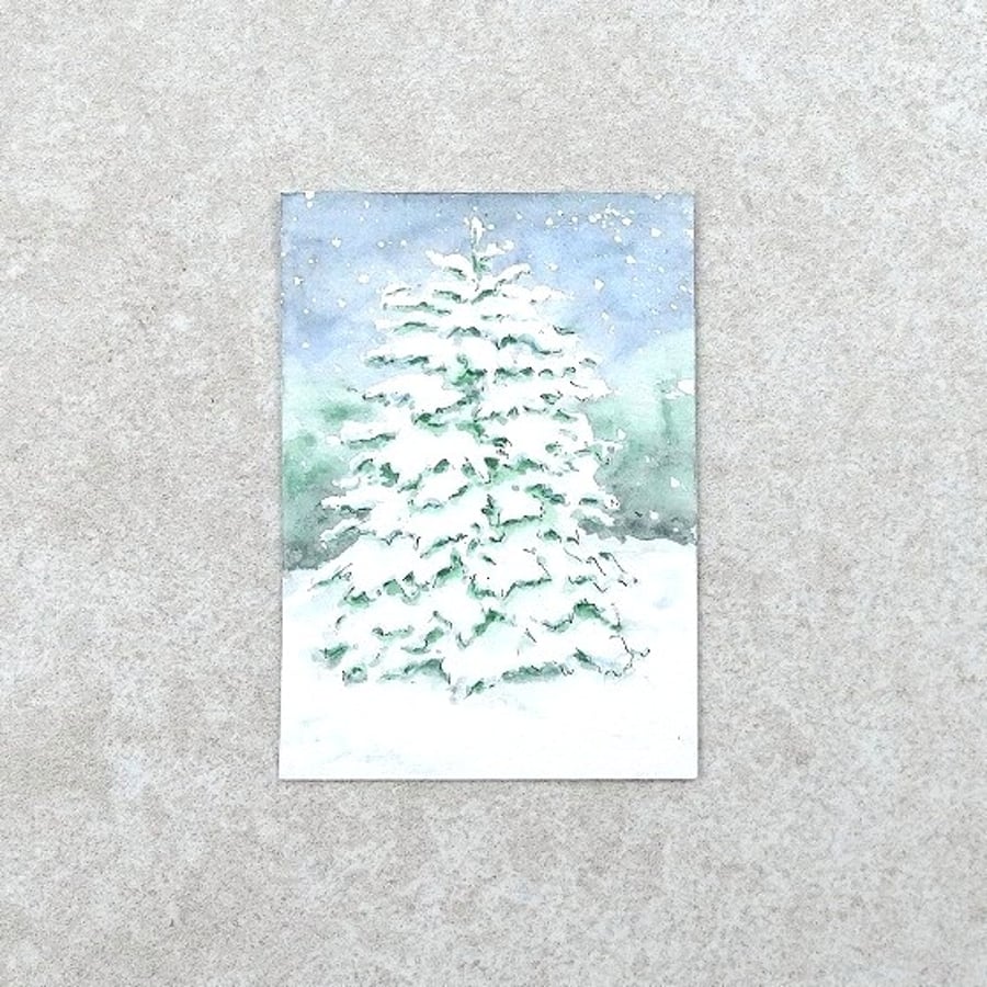 Original Watercolour ACEO Winter Tree