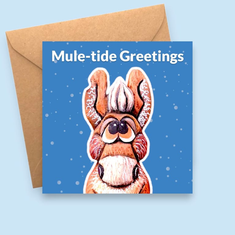 Mule-tide Greetings Animal Christmas Card - Funny Donkey Festive Greeting