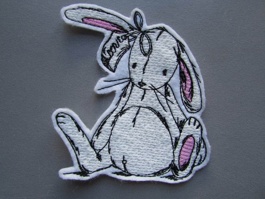 Cute Bunny Rabbit Embroidered Sew on Applique Patch