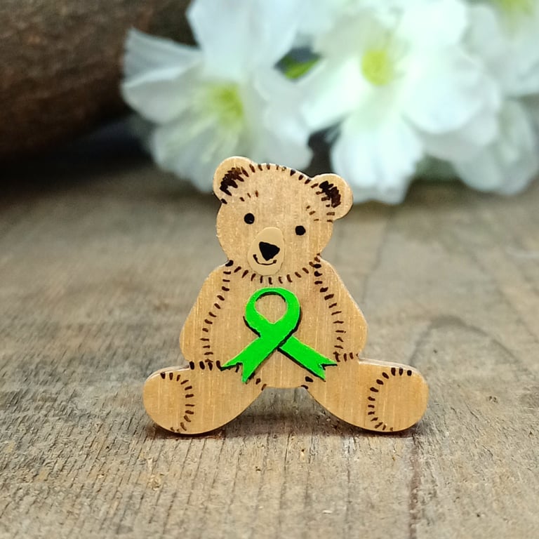 Non-Hodgkin Lymphoma Awareness Bear Pin, Handmade Teddy Support Brooch