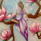 Magnolia Blossom Fairy Original A2 Pastel Drawing