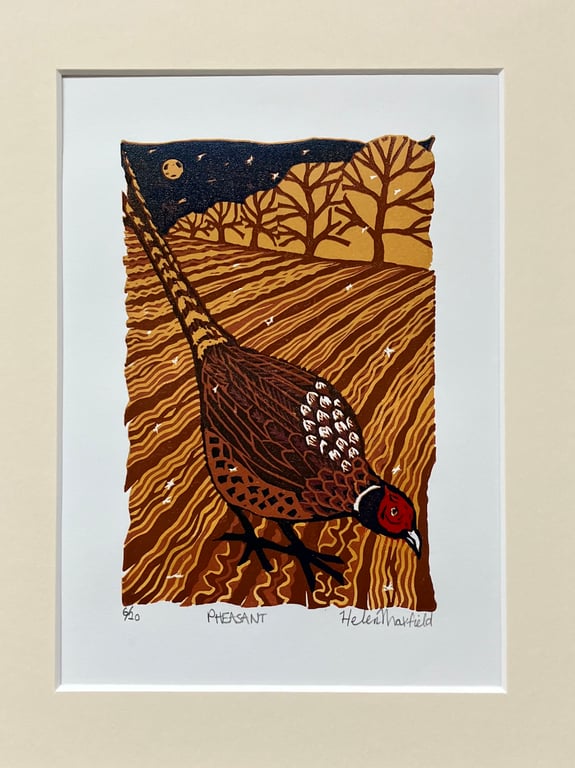 ‘Pheasant’ original lino print
