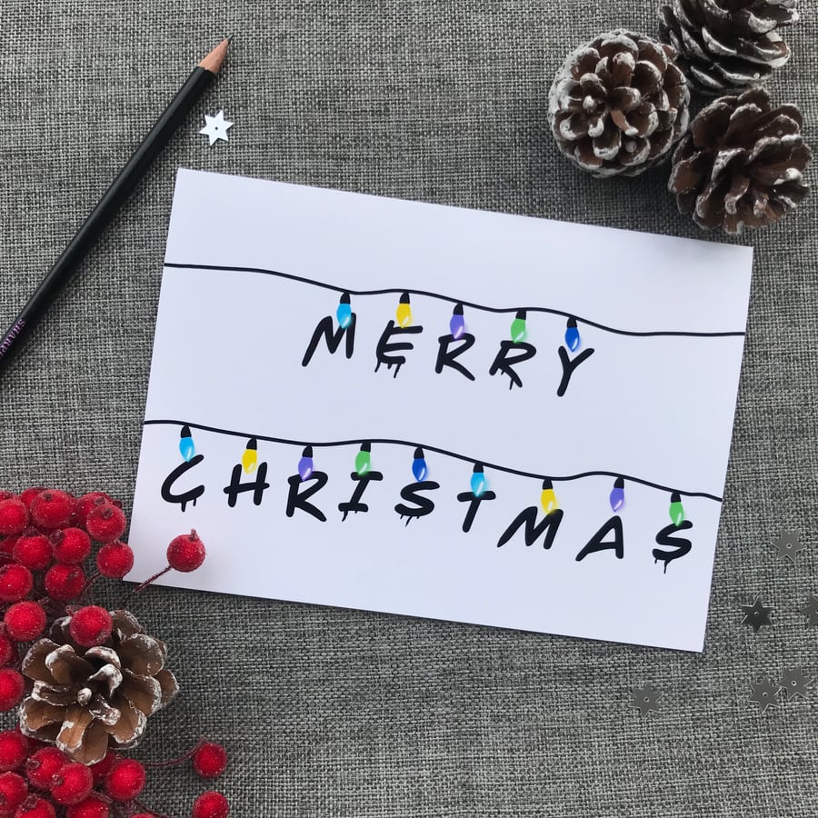 Fairy Lights Christmas Card - Stranger Things inspired