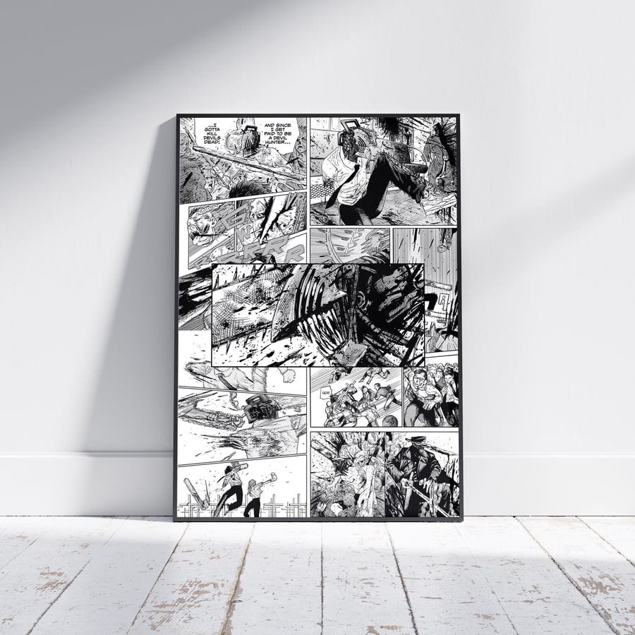 ChainsawMan Manga Panel Poster Print