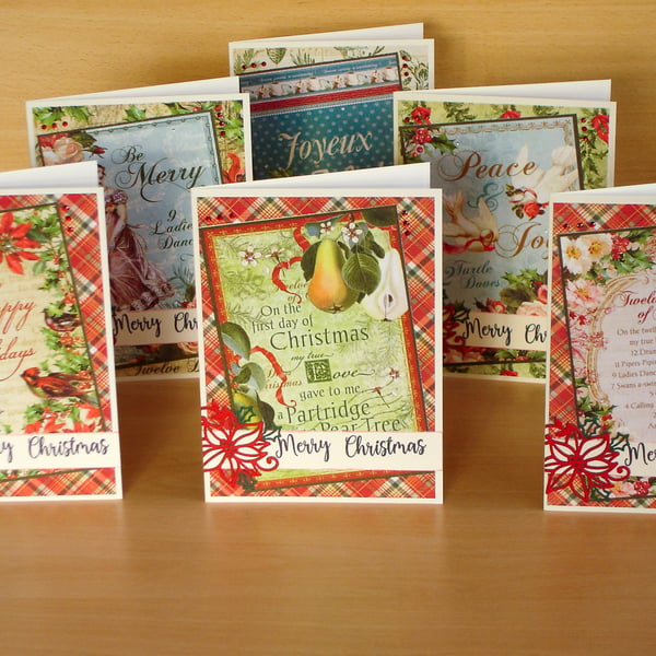 Christmas Cards Twelve Days of Christmas, Set of 6 cards