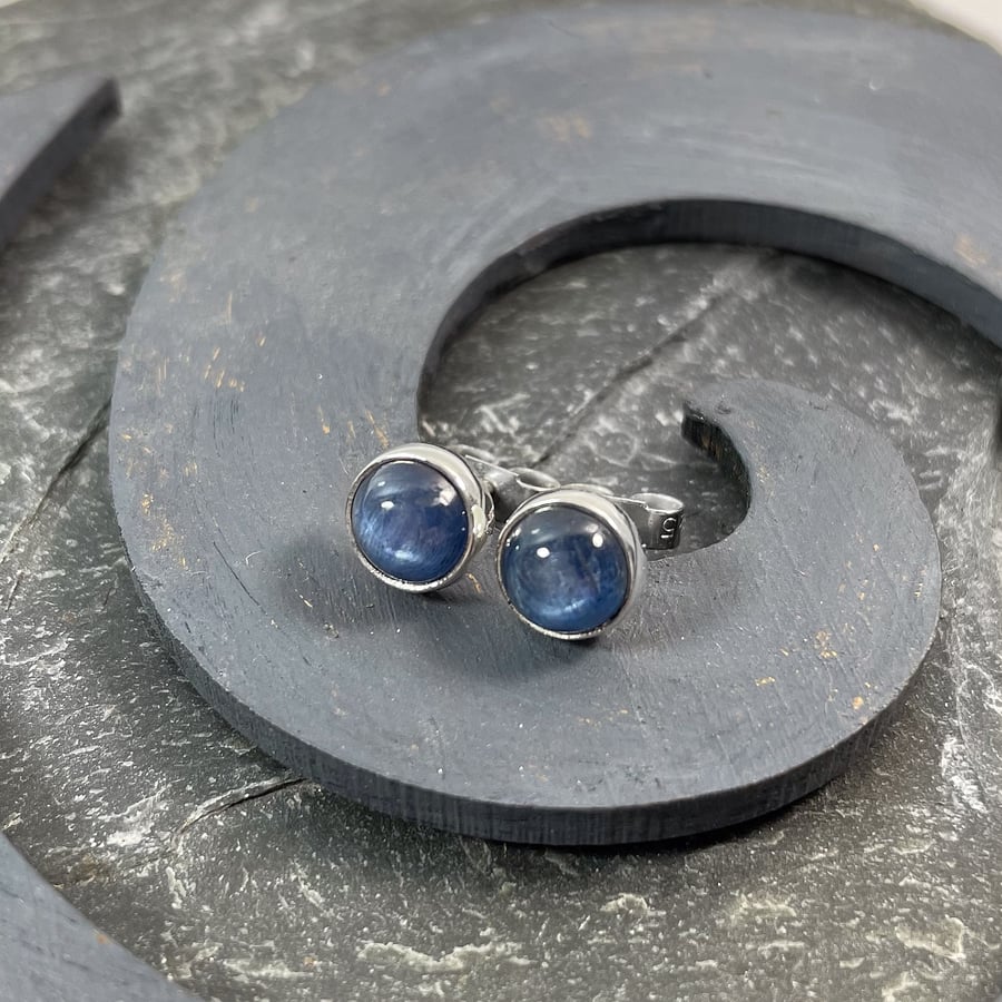 Reserved for Jane blue kyanite stud earrings sterling silver , gemstone studs