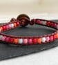 Lesbian flag coloured bead and leather bracelet, LGBTQ - Image 10