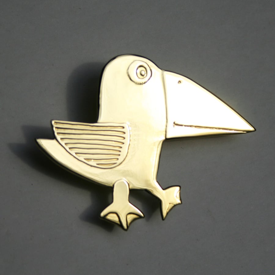 Big beak bird brooch