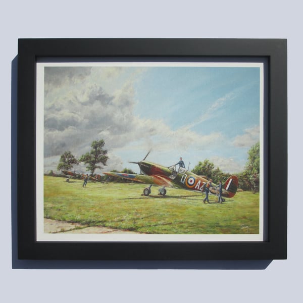 SPITFIRE Framed Art Print- Battle of Britain- Vintage Aviation Gift- Wood Frame