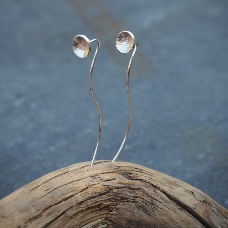 Unusual design silver stud earrings, Unique domed silver studs
