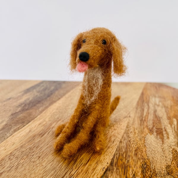 Needle felt wool Golden Spaniel dog. Collectible