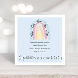 Watercolour Rainbow  New Baby Card  - Personalised New Baby Boy Card