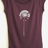 Allium womens printed T shirt top aubergine and silver