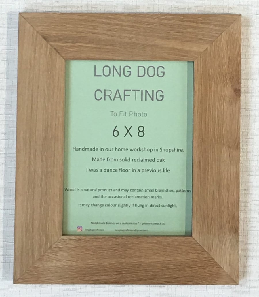 Photo Picture Frame hand crafted from Solid Reclaimed Oak