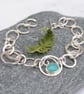 Sterling silver link bracelet with amazonite gemstone, inspired by ferns - Image 4