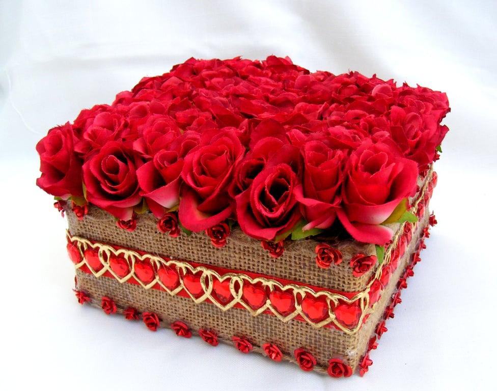 Handmade box of Red Roses.
