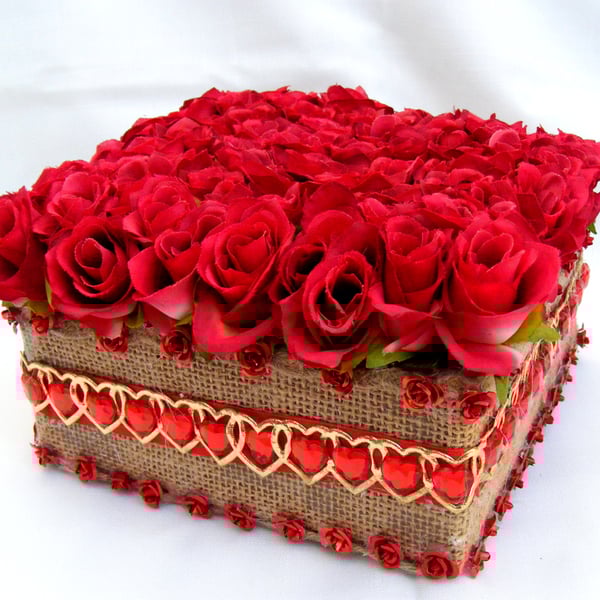 Handmade box of Red Roses.