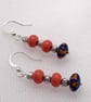 Seductive  Burnt Orange Calsilica Bead Earrings  - Image 4