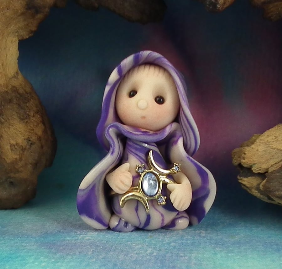 Tiny Magical Gnome 'Calista' with jewelled belt OOAK by Ann Galvin