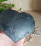 Wooden trinket box love heart shaped handpainted black with metallic flowers.   - Image 9