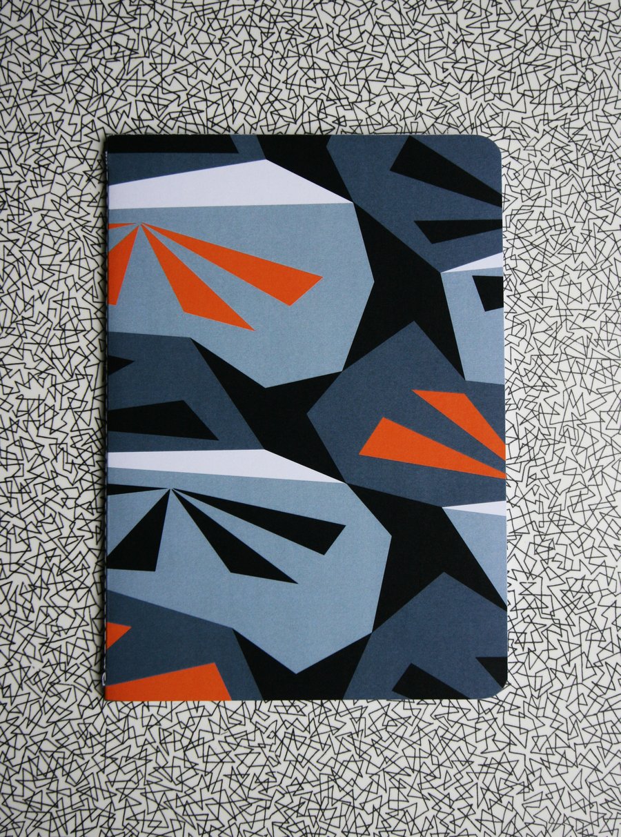 Mid Century Abstract A5 Blank Notebook - Dazzle 'Burst'