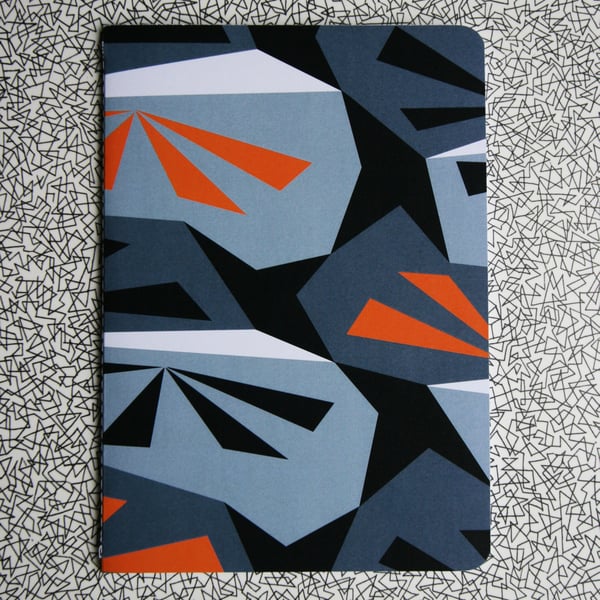 Mid Century Abstract A5 Blank Notebook - Dazzle 'Burst'