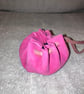 Pink coloured suede leather drawstring dice bag - coin pouch - Image 1
